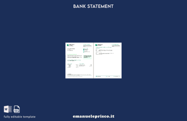 modello di pagine di parole dell'estratto conto bancario BNP Paribas della Bank