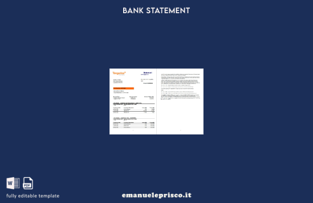 modello di pagine di parole dell'estratto conto bancario Canada Tangerine in sti