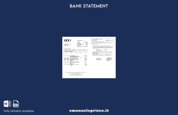 modello di pagine di parole dell'estratto conto della carta di credito bancaria