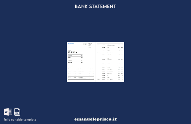 stile verificato Modello di pagine di parole dell'estratto conto bancario del 1