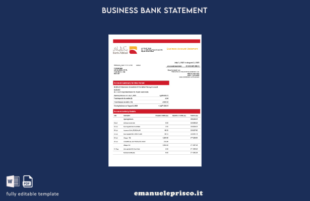 modello Word e PDF di dichiarazione aziendale Bank Albilad in stile verificato