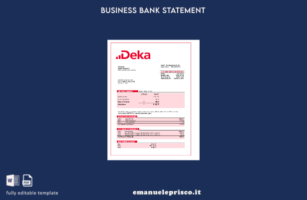 stile verificato Modello di dichiarazione aziendale Dekabank Word e PDF