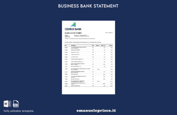 stile verificato Modello di dichiarazione dell'impresa commerciale di Cedrus Ban