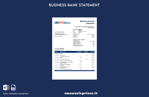 stile verificato Modello estratto conto verificante società bancaria UBI BANCA i