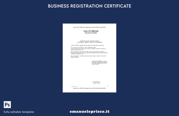 certificato di buona reputazione USA California in stile verificato Modello Word