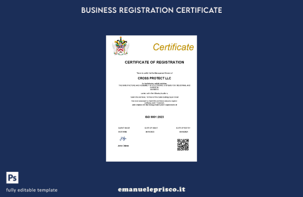 certificato di registrazione aziendale di Saint Kitts e Nevis in stile verificat