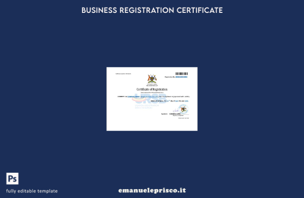certificato di registrazione della società ugandese in stile verificato modello