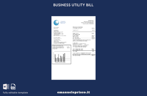 modello di bolletta di utilità aziendale di elettricità USA Connecticut Light &