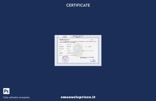 Modello PSD del certificato di morte del documento di stato civile dell'Algeria