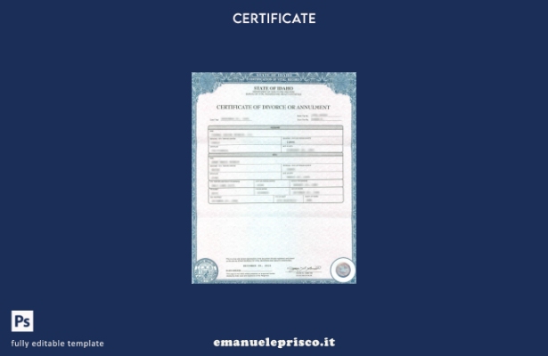 modello di certificato di divorzio del Dipartimento di salute e benessere degli
