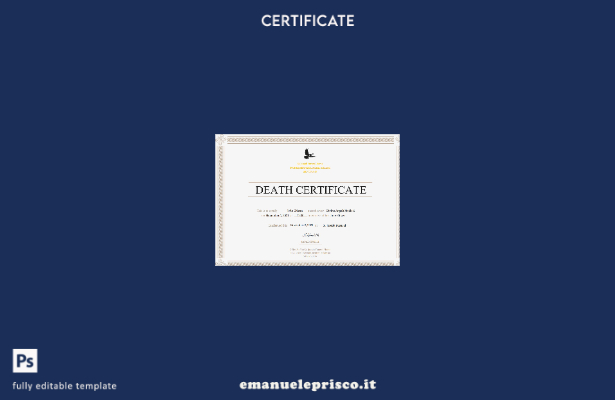 modello di certificato di morte USA in stile verificato