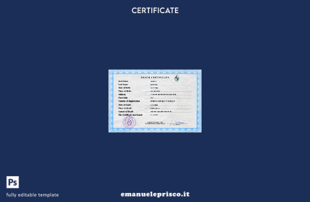 modello di certificato di morte dell'Uruguay in stile verificato