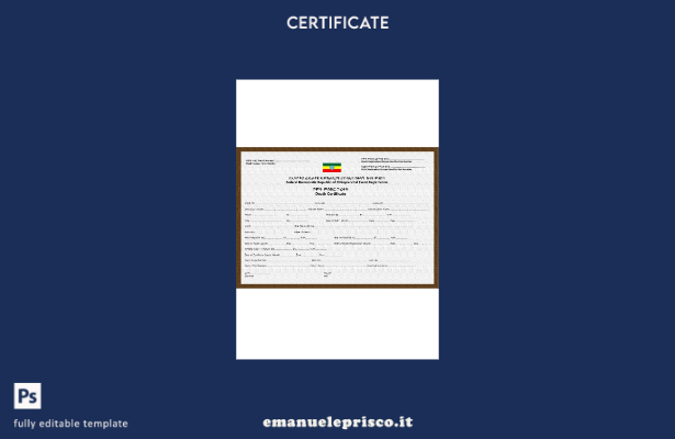 modello di certificato di morte etiope in stile verificato