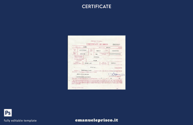 stile verificato Modello di certificato di morte del registro delle nascite del