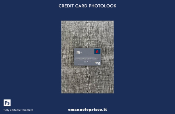 modello frontale photolook con carta di debito visto Islanda Landsbankinn stile