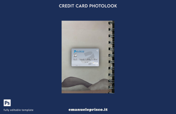 modello frontale photolook con carta di debito visto Kuwait Burgan Bank in stile