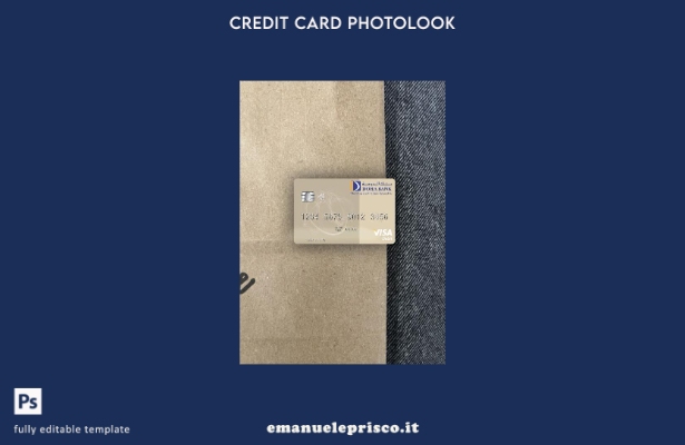 modello frontale photolook con carta di debito visto Qatar Doha Bank in stile ve