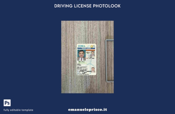 Patente di guida USA Iowa stile verificato secondo il modello FRONTALE photolook