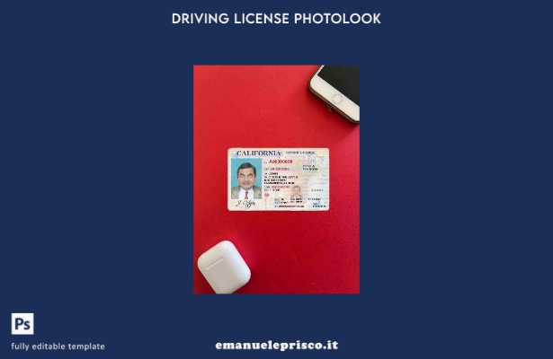 modello FRONTALE photolook per patente di guida USA California stile verificato