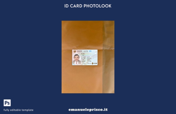 modello frontale photolook per carta d'identità montenegrina in stile verificato