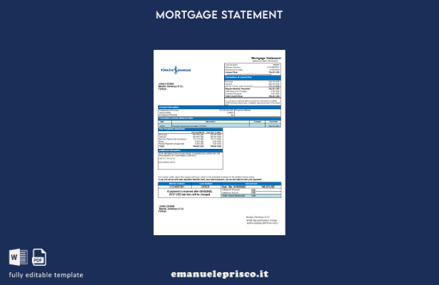 estratto conto del mutuo bancario Bankasi Turchia in stile verificato nel modell