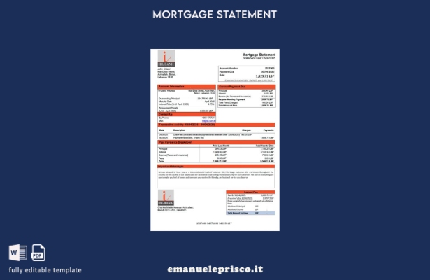 modello Word e PDF di estratto conto ipotecario della Banca Intercontinentale de