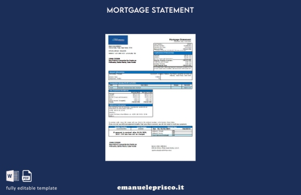 modello di estratto conto del mutuo bancario della Banca del commercio estero de