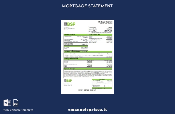 modello di estratto conto del mutuo bancario della Fiji Bank of South Pacific in