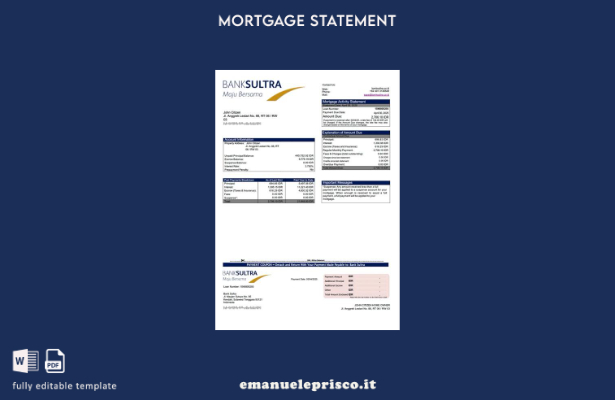 modello di estratto conto ipotecario Indonesia Bank Sultra in stile verificato M