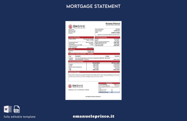 stile verificato Estratto conto ipotecario della Lituania European Merchant Bank