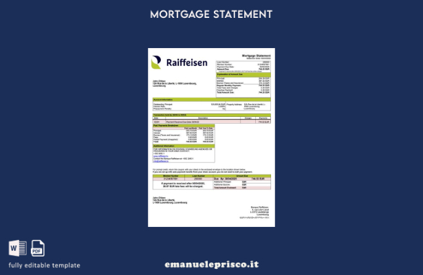stile verificato Estratto conto ipotecario della Luxembourg Banque Raiffeisen Mo