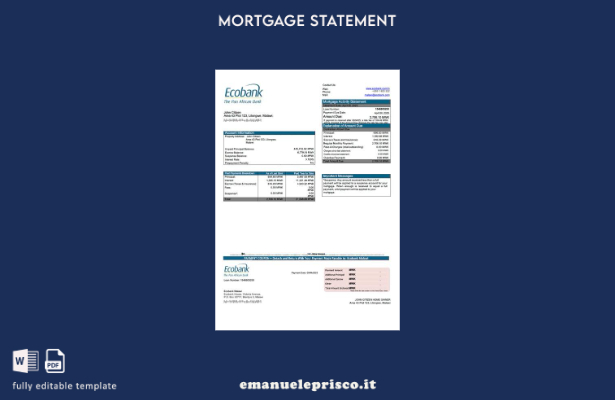 stile verificato Malawi Ecobank Malawi estratto conto mutuo Modello Word e model