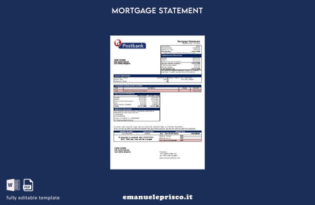 stile verificato Modello di estratto conto del mutuo bancario Bulgaria Postbank