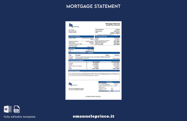 stile verificato Modello di estratto conto ipotecario Malawi FDH Bank Modello Wo