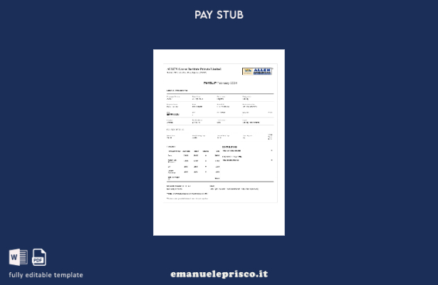 modello di busta paga dell'Allen Career Institute stile verificato