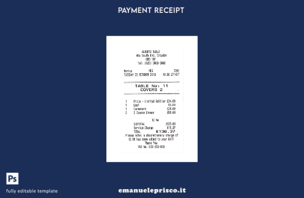 modello di controllo del pagamento della tabella Alberts in stile verificato