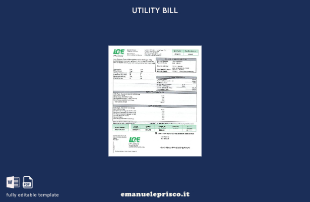 Modello di bolletta delle utenze LG&E USA in stile verificato