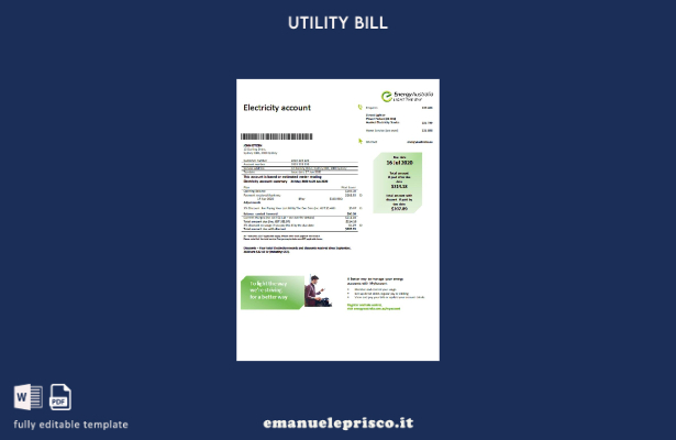 modello word di bolletta elettrica stile verificato Australia Energy Australia